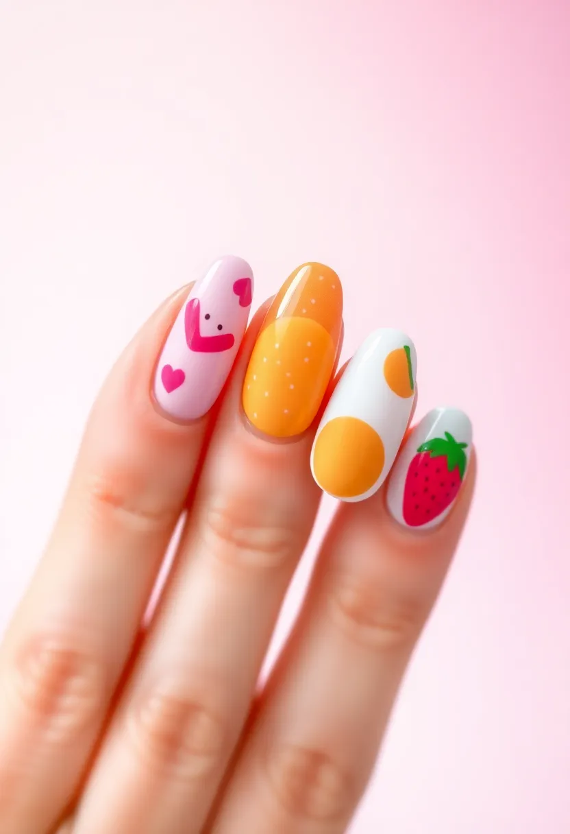 40 Spring Acrylic Nail Ideas for Seasonal Sensational Freshness - 34. Fruity Fun