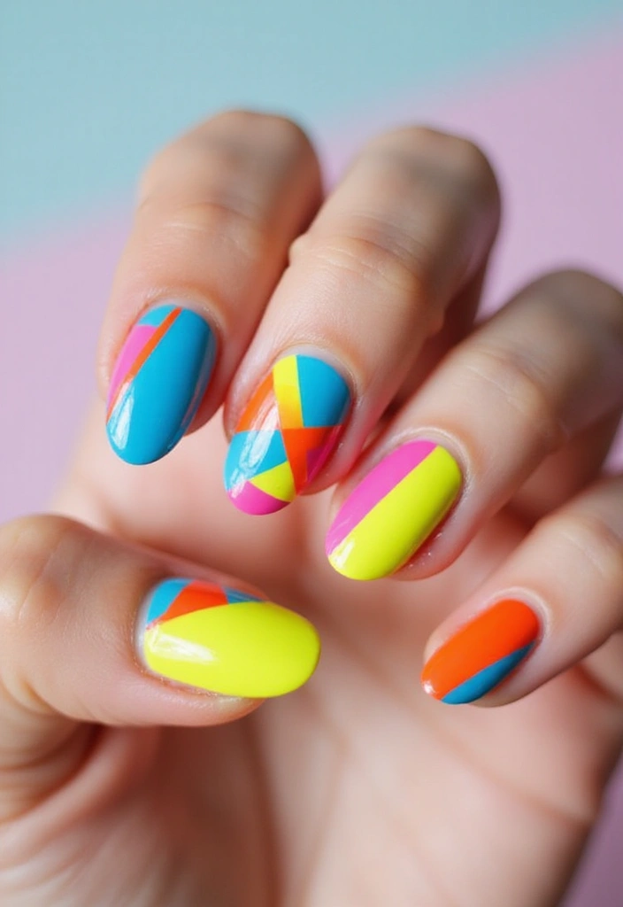 40 Spring Acrylic Nail Ideas for Seasonal Sensational Freshness - 6. Color Block Fun