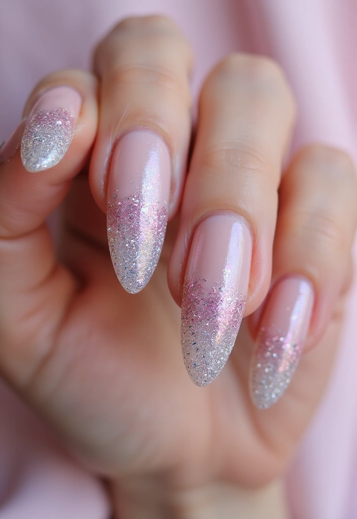 40 Spring Acrylic Nail Ideas for Seasonal Sensational Freshness - 7. Gradient Glitter