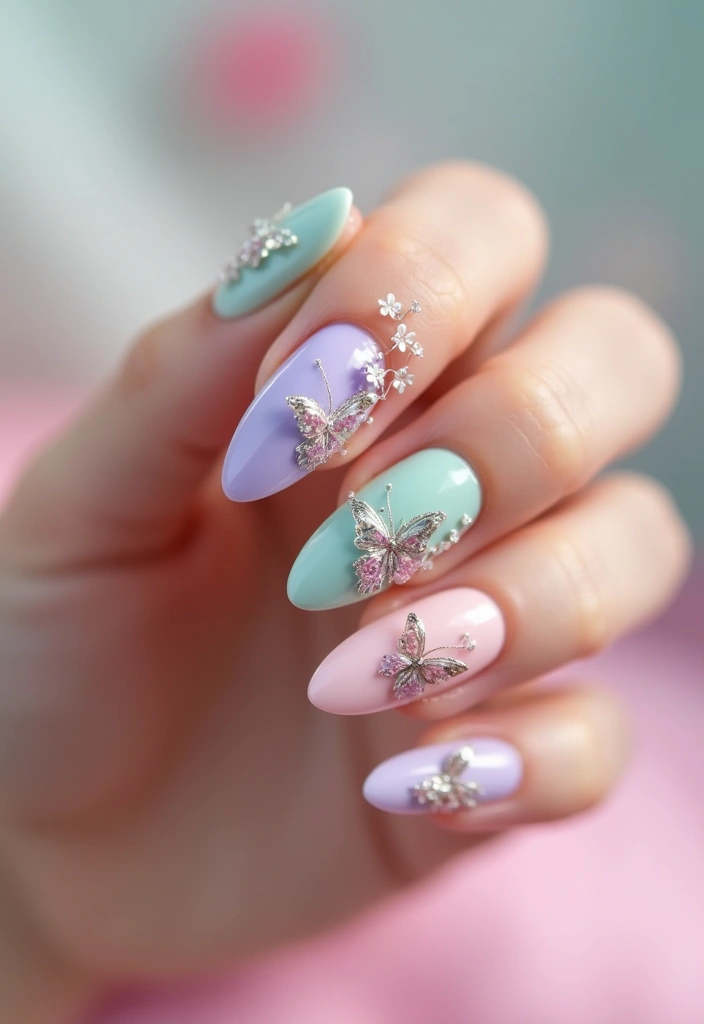 40 Spring Acrylic Nail Ideas for Seasonal Sensational Freshness - 9. Butterfly Dreams