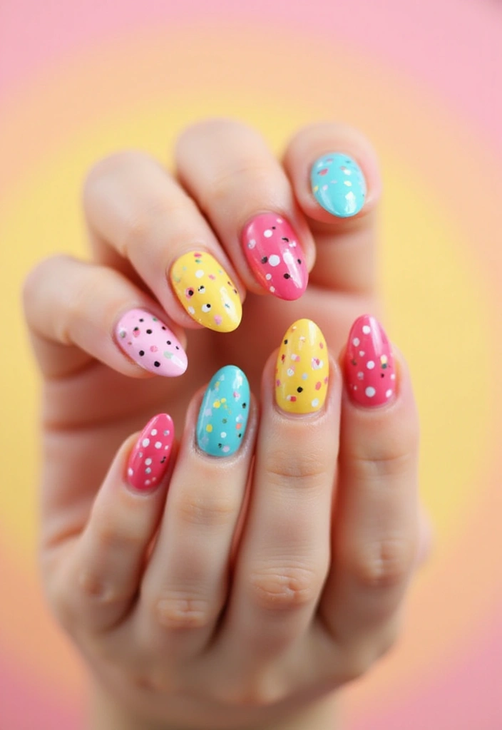 40 Stunning Nail Design Ideas to Ignite Your Inner Trendsetter - 18. Polka Dots with Vibrant Backgrounds