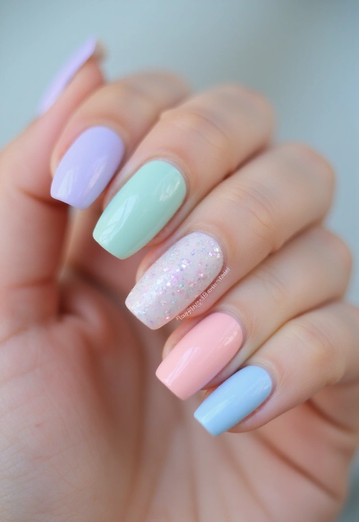 40 Stunning Nail Design Ideas to Ignite Your Inner Trendsetter - 28. Subtle Glitter with Pastel Base