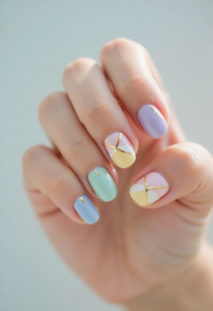 40 Stunning Nail Design Ideas to Ignite Your Inner Trendsetter - 3. Soft Pastels with Geometric Shapes