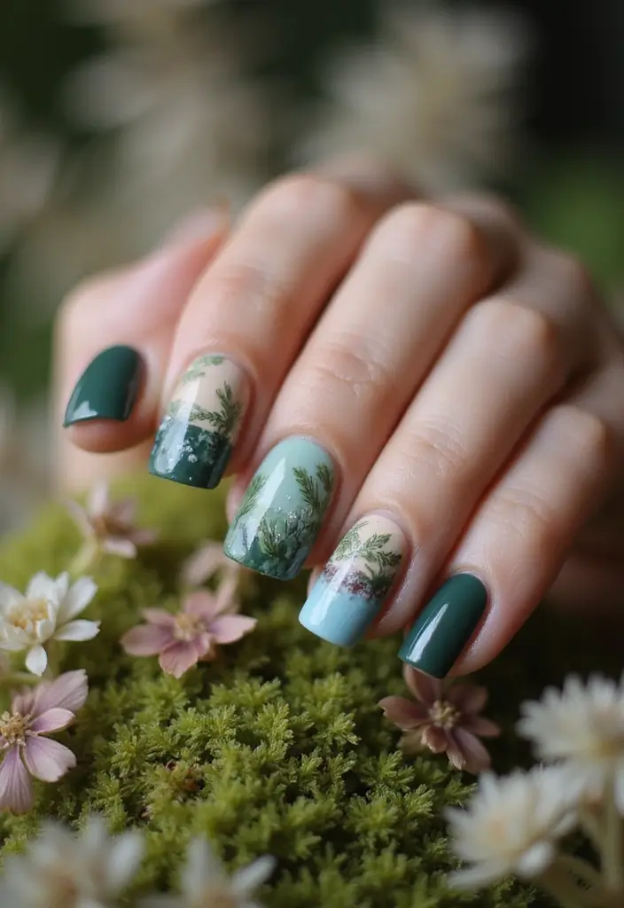 40 Stunning Nail Design Ideas to Ignite Your Inner Trendsetter - 34. Eco-Friendly Patterns with Natural Elements