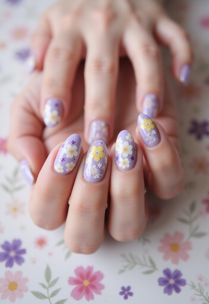 40 Stunning Nail Design Ideas to Ignite Your Inner Trendsetter - 35. Pansy Petals with Soft Backgrounds