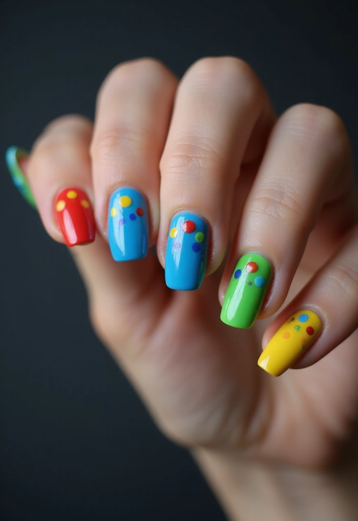 40 Stunning Nail Design Ideas to Ignite Your Inner Trendsetter - 4. Bold Dots on Dark Backgrounds
