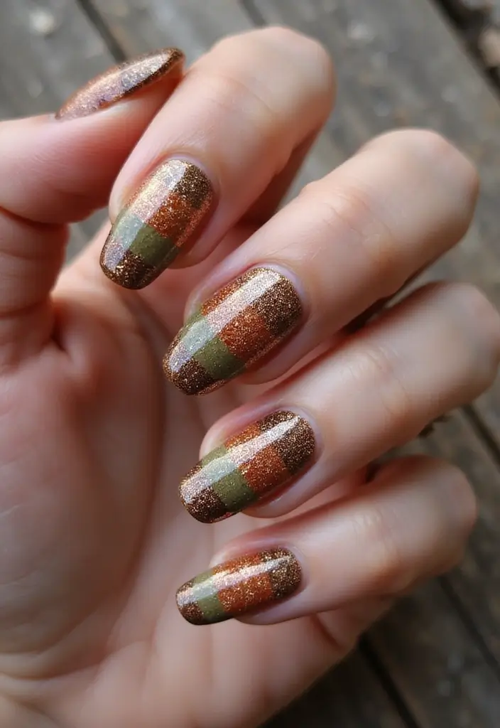 40 Stunning Nail Design Ideas to Ignite Your Inner Trendsetter - 8. Textured Glitter with Earthy Shades