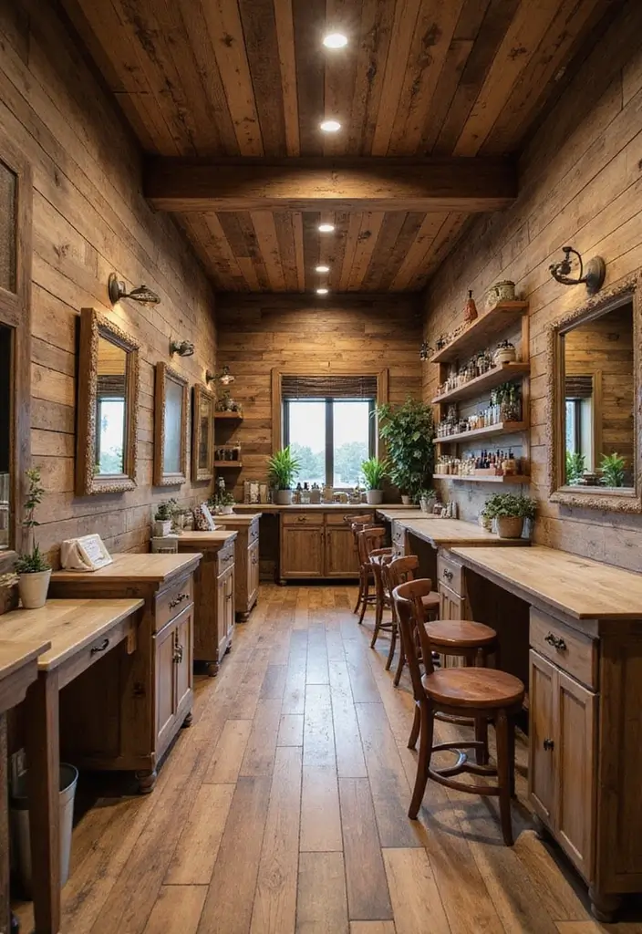 40 Stylish Nail Salon Decor Ideas for Inviting - 2. Reclaimed Wood Accents