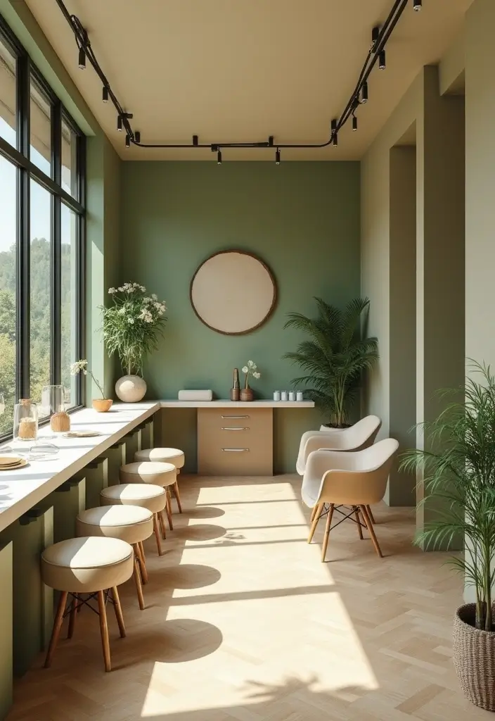 40 Stylish Nail Salon Decor Ideas for Inviting - 22. Eco-Inspired Color Scheme