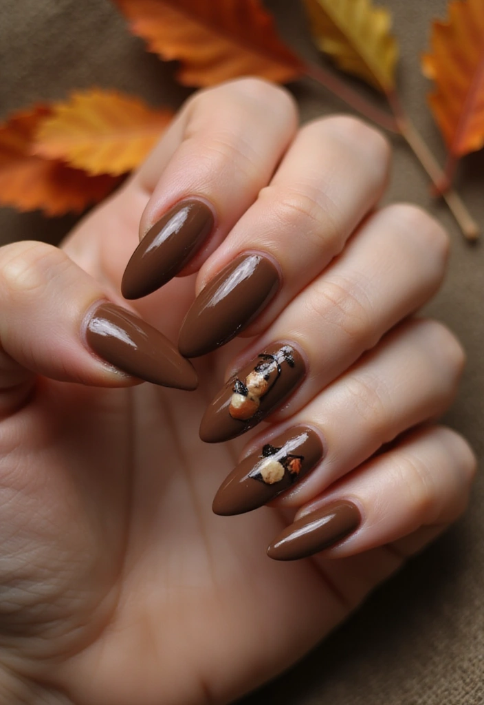 40 Thanksgiving Nail Ideas for Festive - 11. Acorn Accents