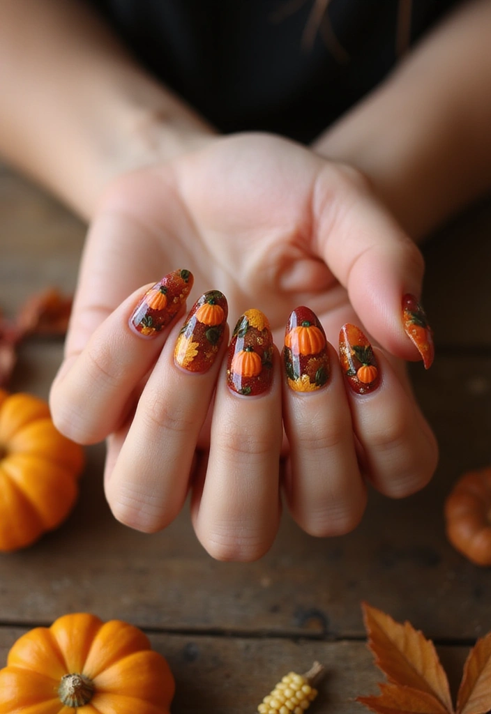 40 Thanksgiving Nail Ideas for Festive - 12. Thanksgiving Harvest