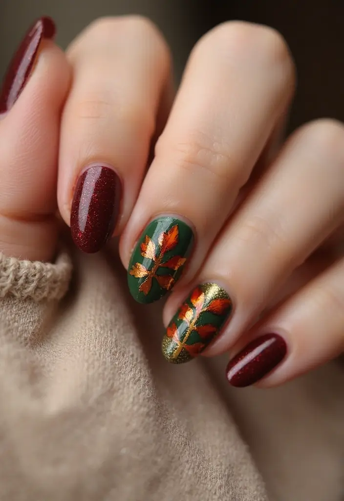 40 Thanksgiving Nail Ideas for Festive - 2. Autumn Leaves