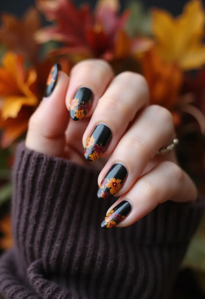 40 Thanksgiving Nail Ideas for Festive - 23. Fall Floral