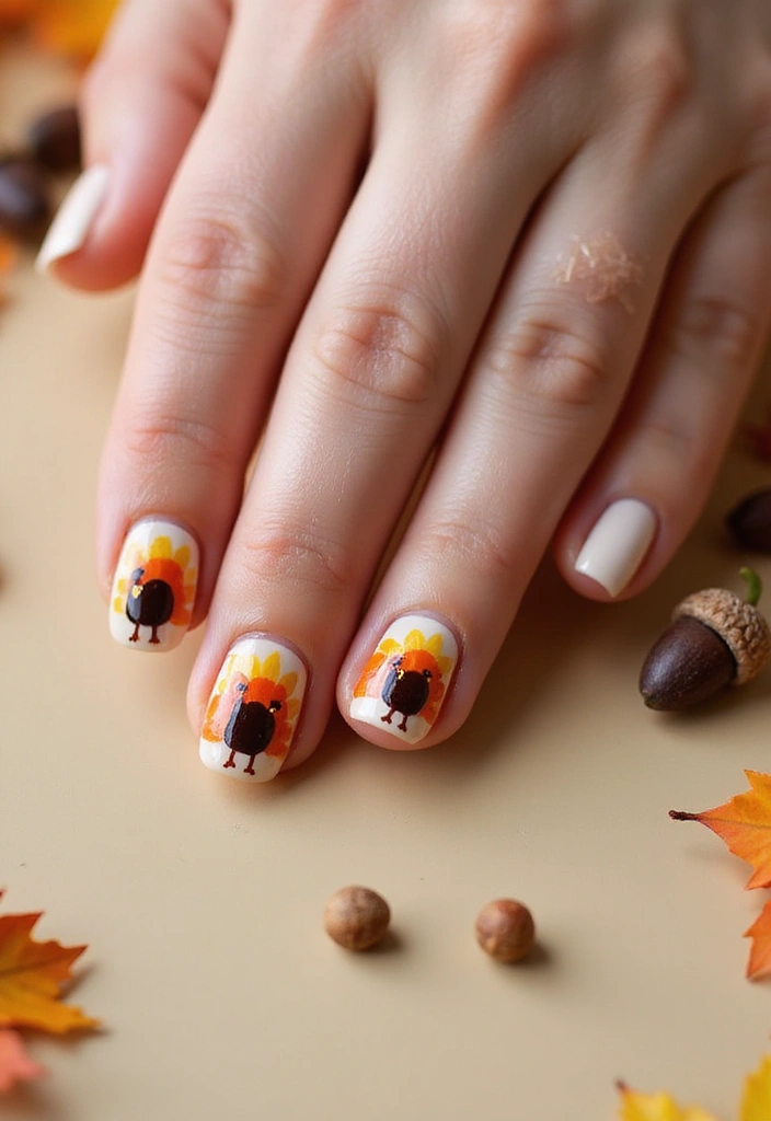 40 Thanksgiving Nail Ideas for Festive - 3. Turkey Trot Nails