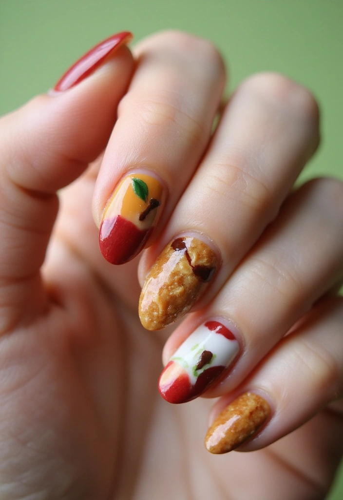 40 Thanksgiving Nail Ideas for Festive - 31. Apple Pie Delight