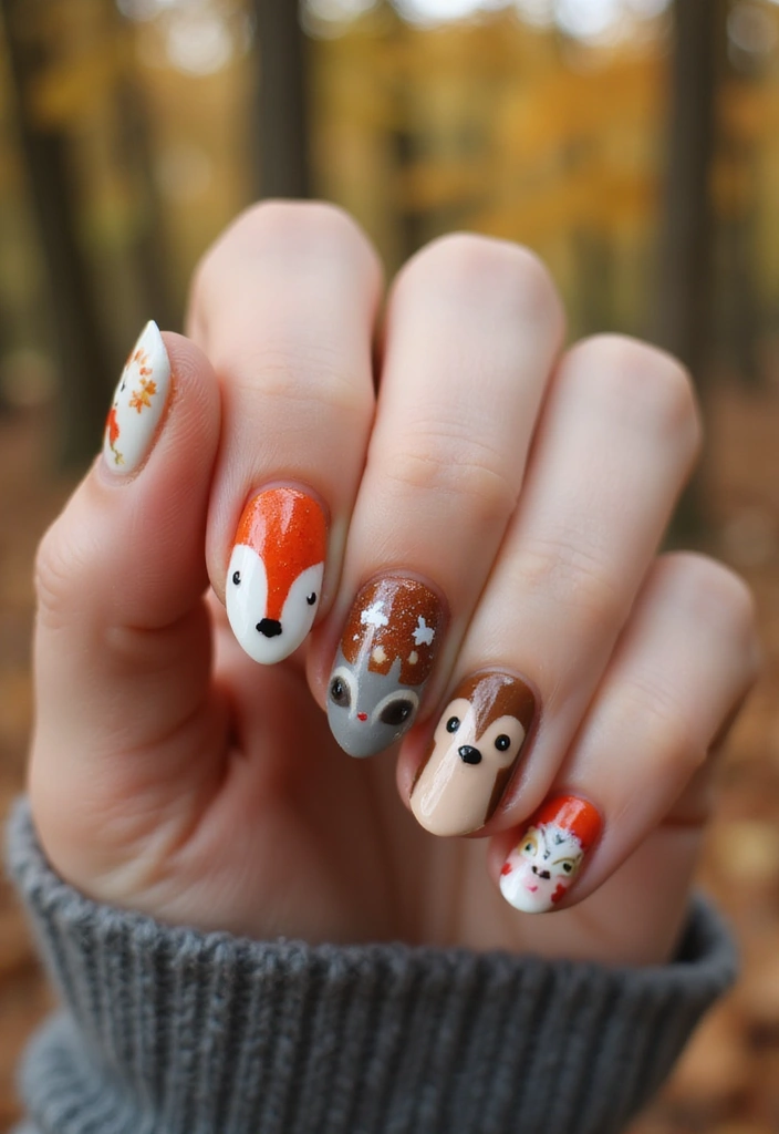 40 Thanksgiving Nail Ideas for Festive - 34. Forest Animal