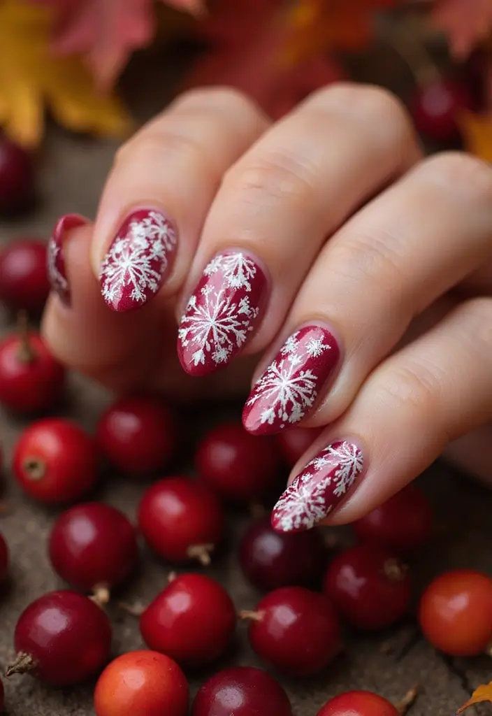40 Thanksgiving Nail Ideas for Festive - 5. Cranberry Bliss