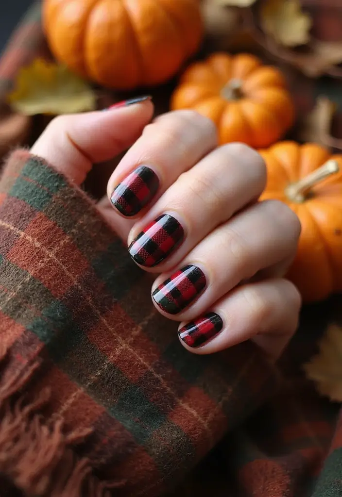 40 Thanksgiving Nail Ideas for Festive - 6. Plaid Patterns