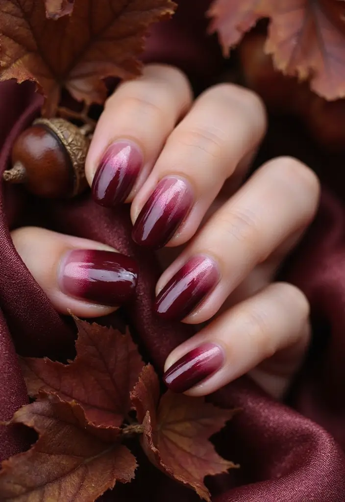 40 Thanksgiving Nail Ideas for Festive - 7. Rich Burgundy Ombré