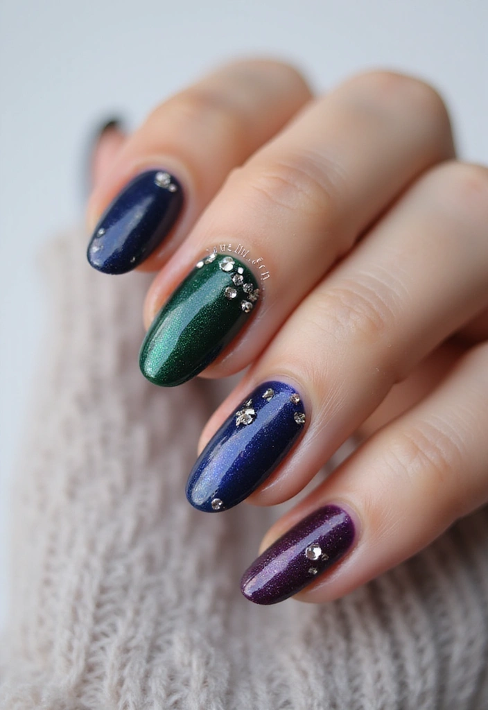 45 Artistic Nail Design Ideas for Every Season's Ultimate Vibe - 14. Jewel Tones