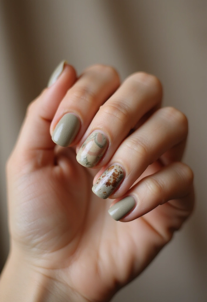 45 Artistic Nail Design Ideas for Every Season's Ultimate Vibe - 15. Earthy Textures