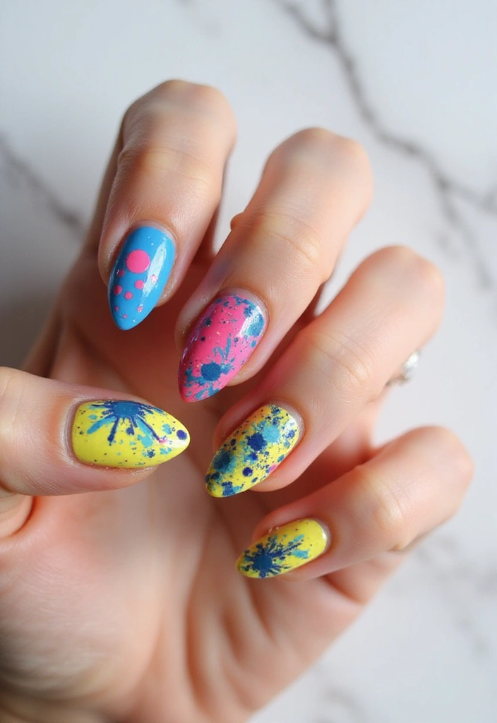 45 Artistic Nail Design Ideas for Every Season's Ultimate Vibe - 29. Artistic Splatter