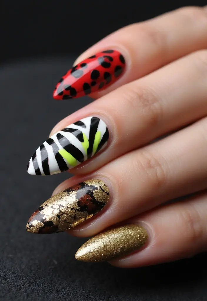 45 Artistic Nail Design Ideas for Every Season's Ultimate Vibe - 31. Sassy Animal Prints