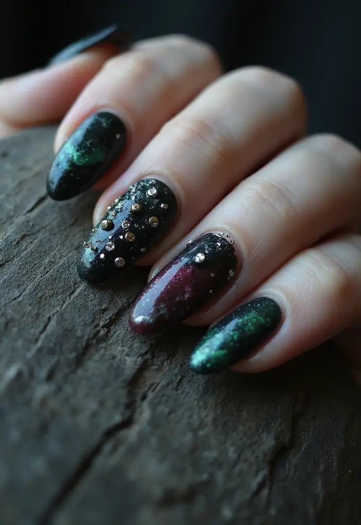 45 Artistic Nail Design Ideas for Every Season's Ultimate Vibe - 32. Grunge Aesthetic
