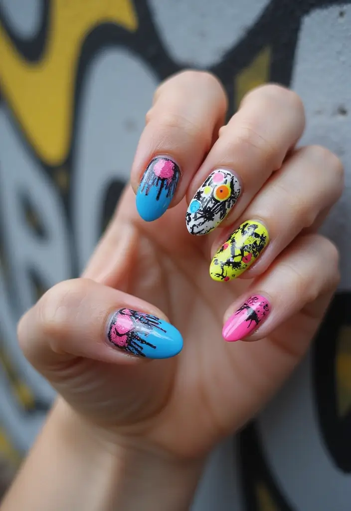 45 Artistic Nail Design Ideas for Every Season's Ultimate Vibe - 36. Urban Street Art