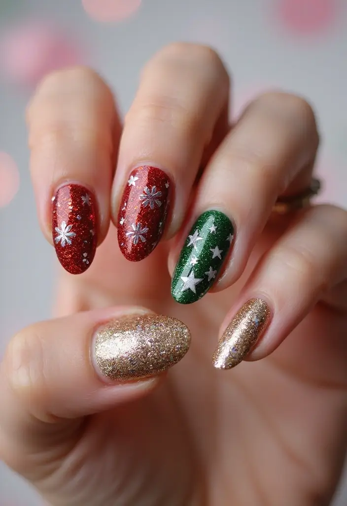 45 Artistic Nail Design Ideas for Every Season's Ultimate Vibe - 38. Festive Glitter