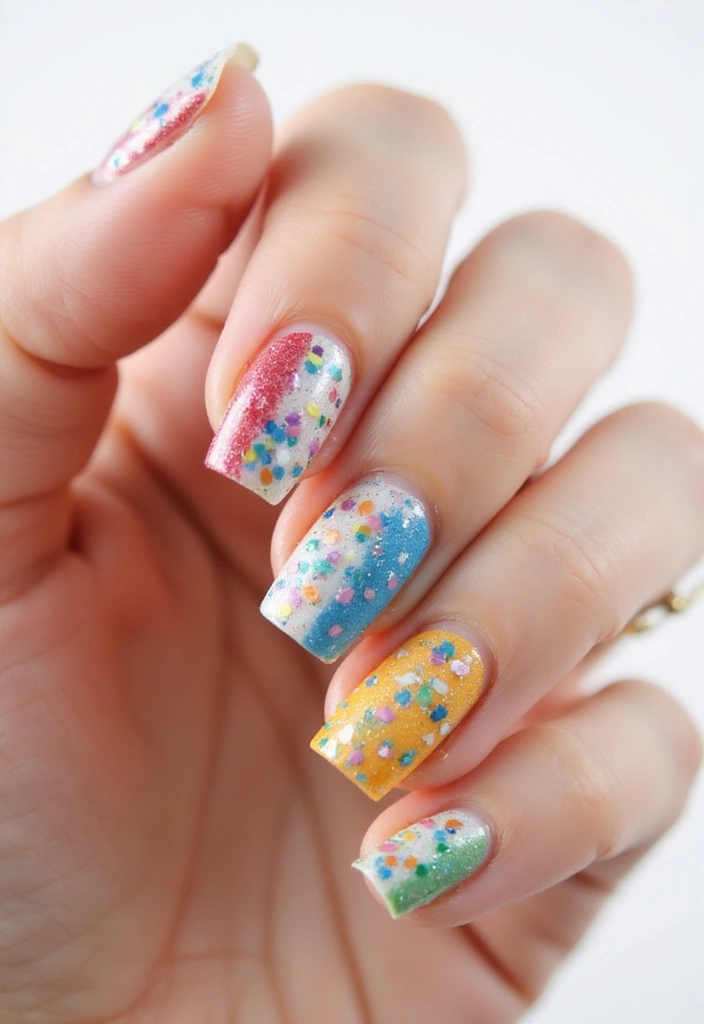 45 Artistic Nail Design Ideas for Every Season's Ultimate Vibe - 40. Rainbow Confetti