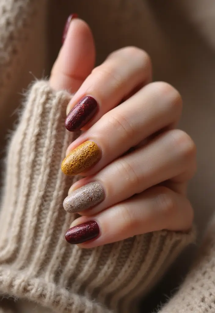 45 Artistic Nail Design Ideas for Every Season's Ultimate Vibe - 5. Cozy Sweater Sweeps