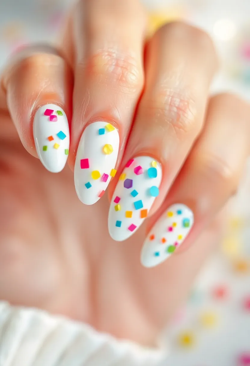 45 Crisp White Nail Ideas for Pure Ethereal Elegance - 17. White Confetti