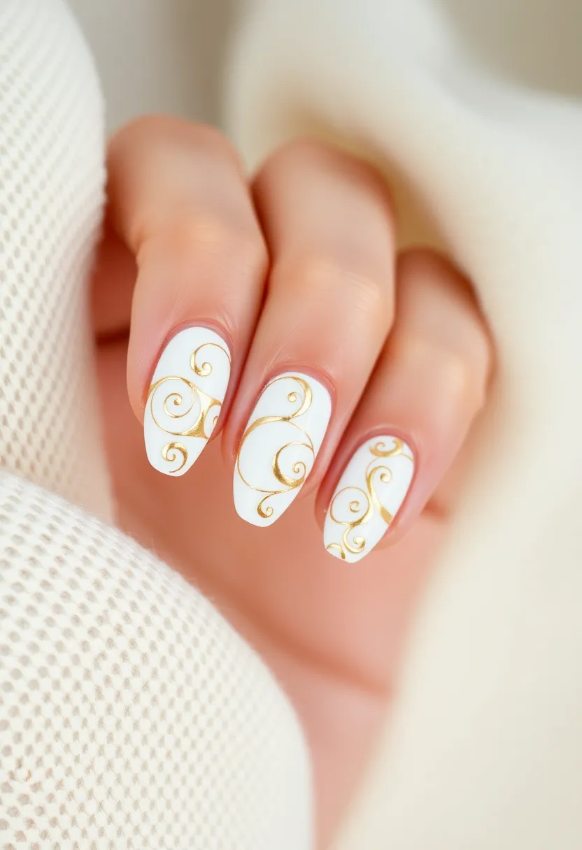 45 Crisp White Nail Ideas for Pure Ethereal Elegance - 22. White Swirl Design