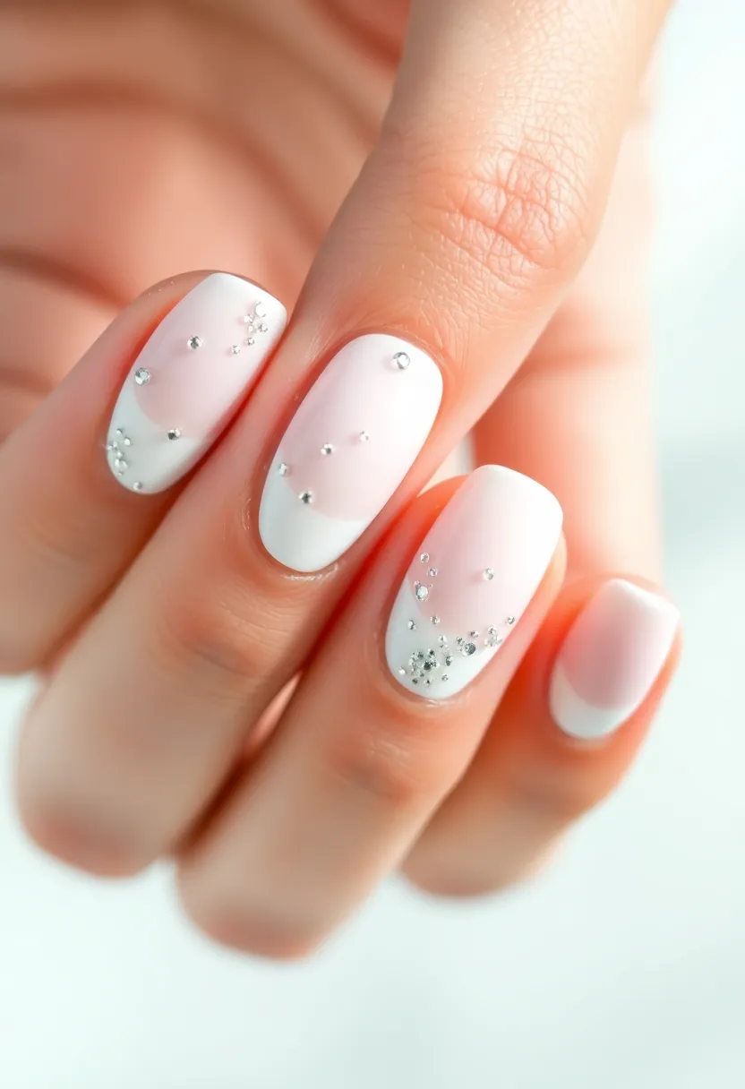 45 Crisp White Nail Ideas for Pure Ethereal Elegance - 27. White Gradient with Glitter
