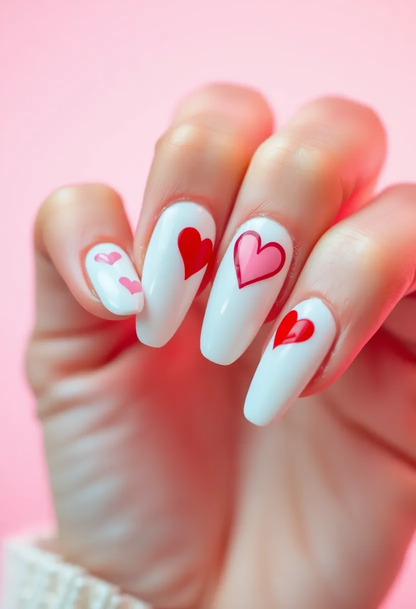 45 Crisp White Nail Ideas for Pure Ethereal Elegance - 29. White Love Hearts