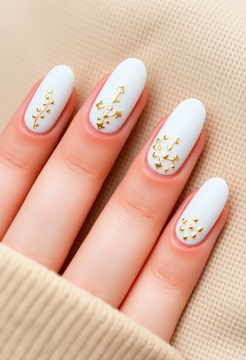 45 Crisp White Nail Ideas for Pure Ethereal Elegance - 3. White and Gold Accents