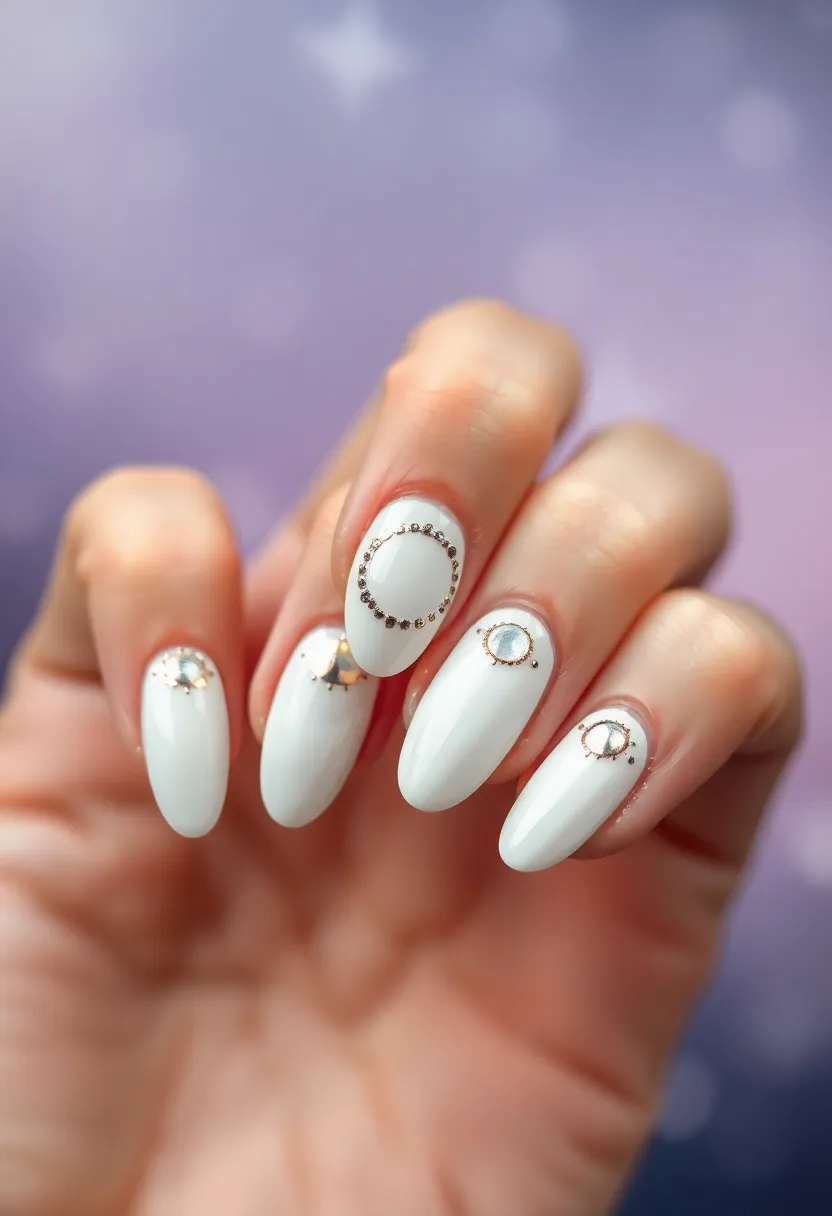 45 Crisp White Nail Ideas for Pure Ethereal Elegance - 30. White Moon Phase