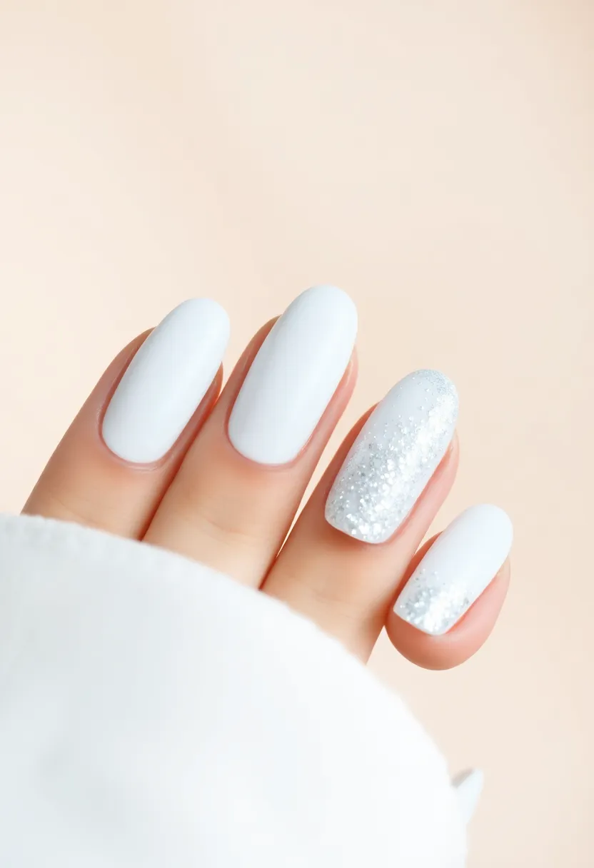 45 Crisp White Nail Ideas for Pure Ethereal Elegance - 36. White Sparkle Fade