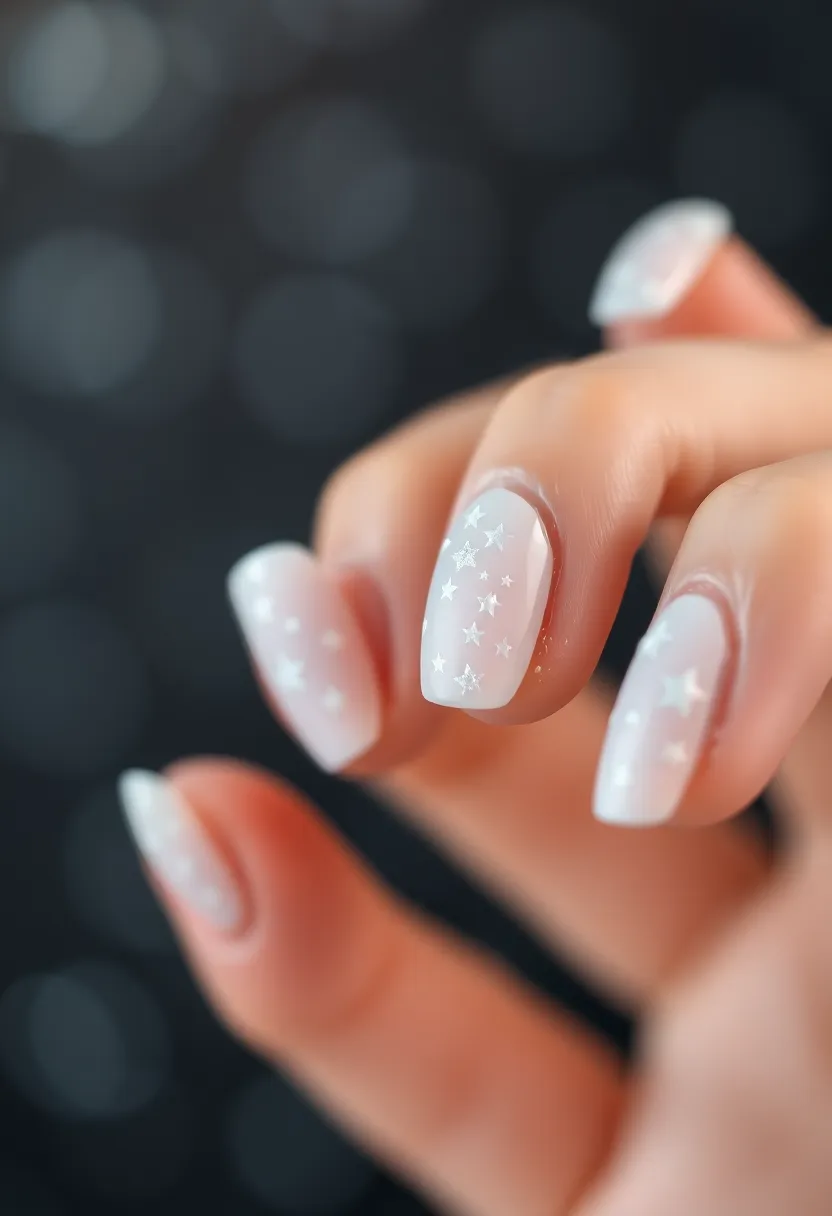 45 Crisp White Nail Ideas for Pure Ethereal Elegance - 42. White Starry Nights