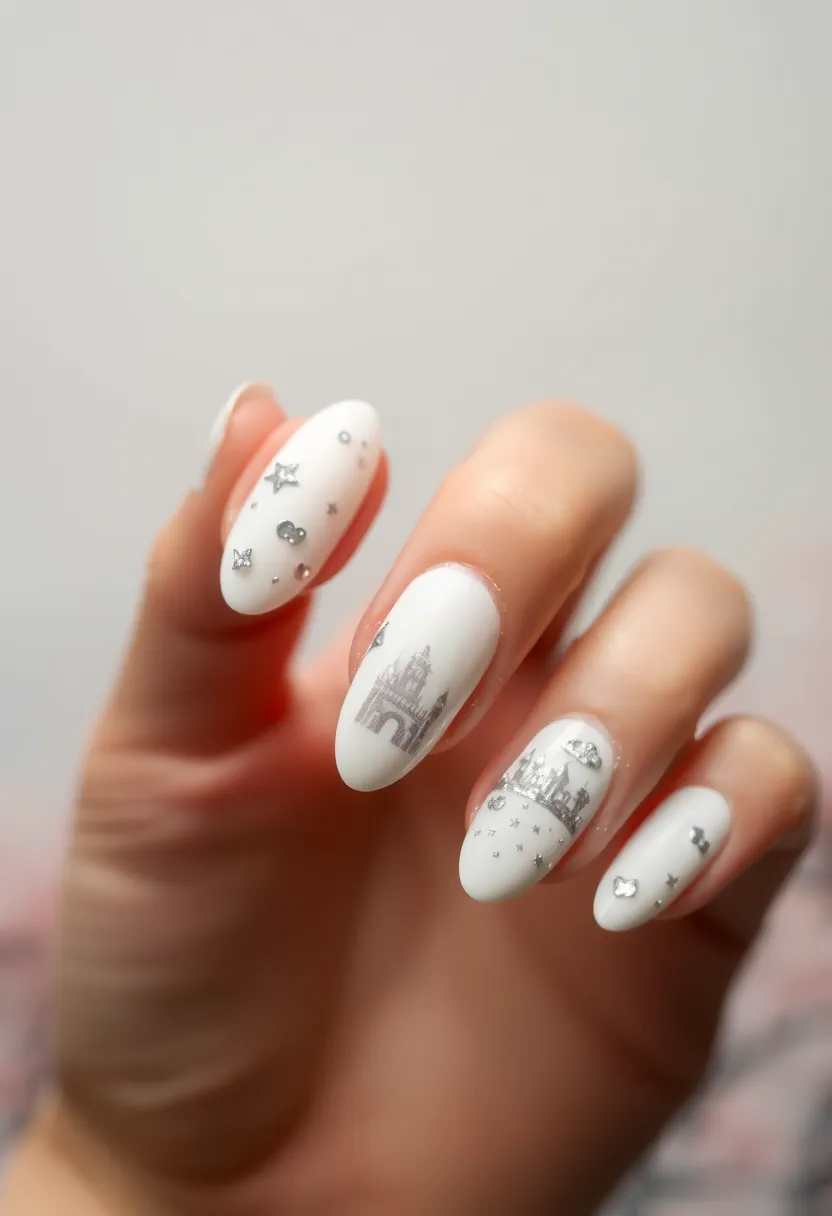 45 Crisp White Nail Ideas for Pure Ethereal Elegance - 44. White Fairy Tale Designs