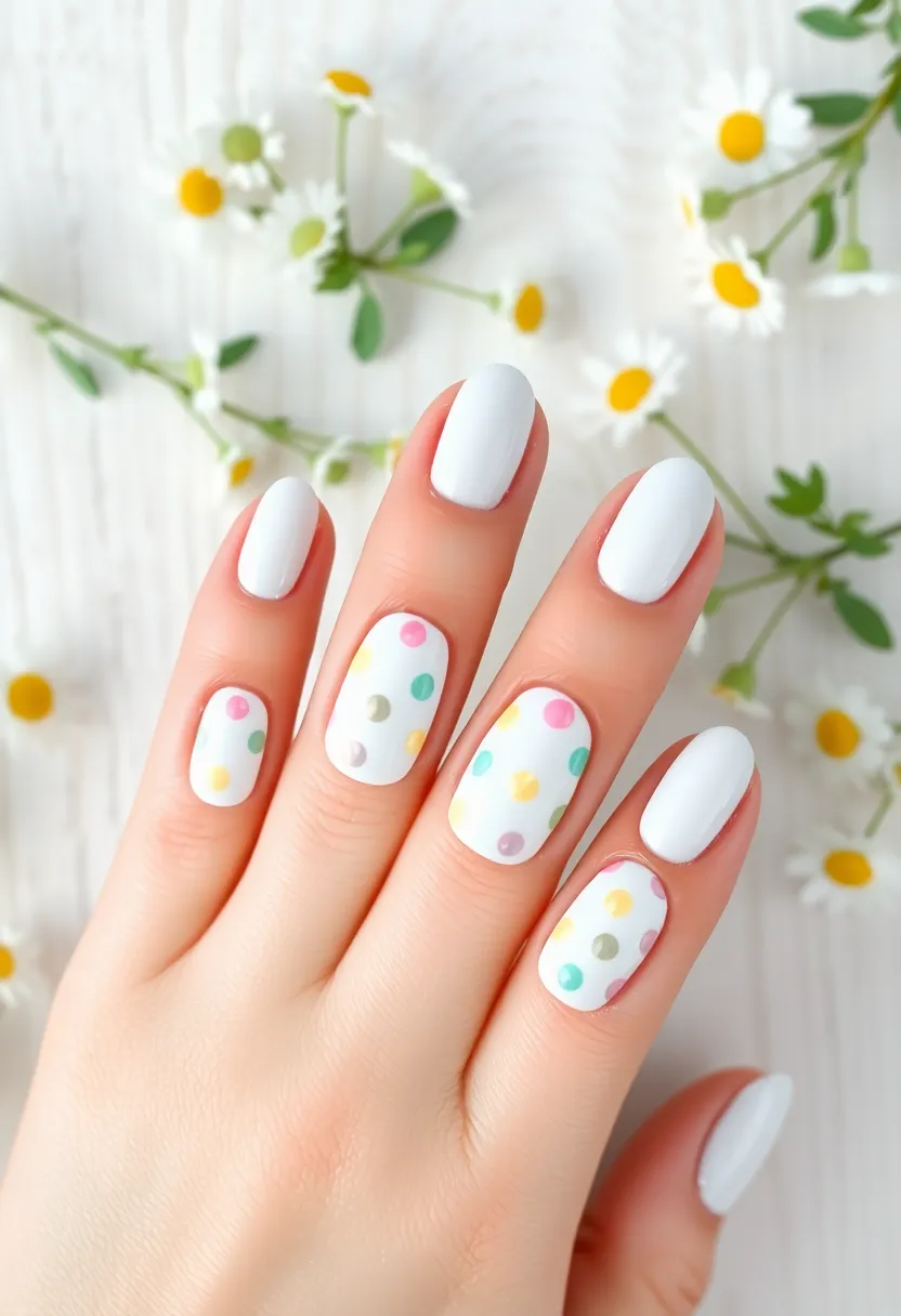 45 Crisp White Nail Ideas for Pure Ethereal Elegance - 7. White Dots