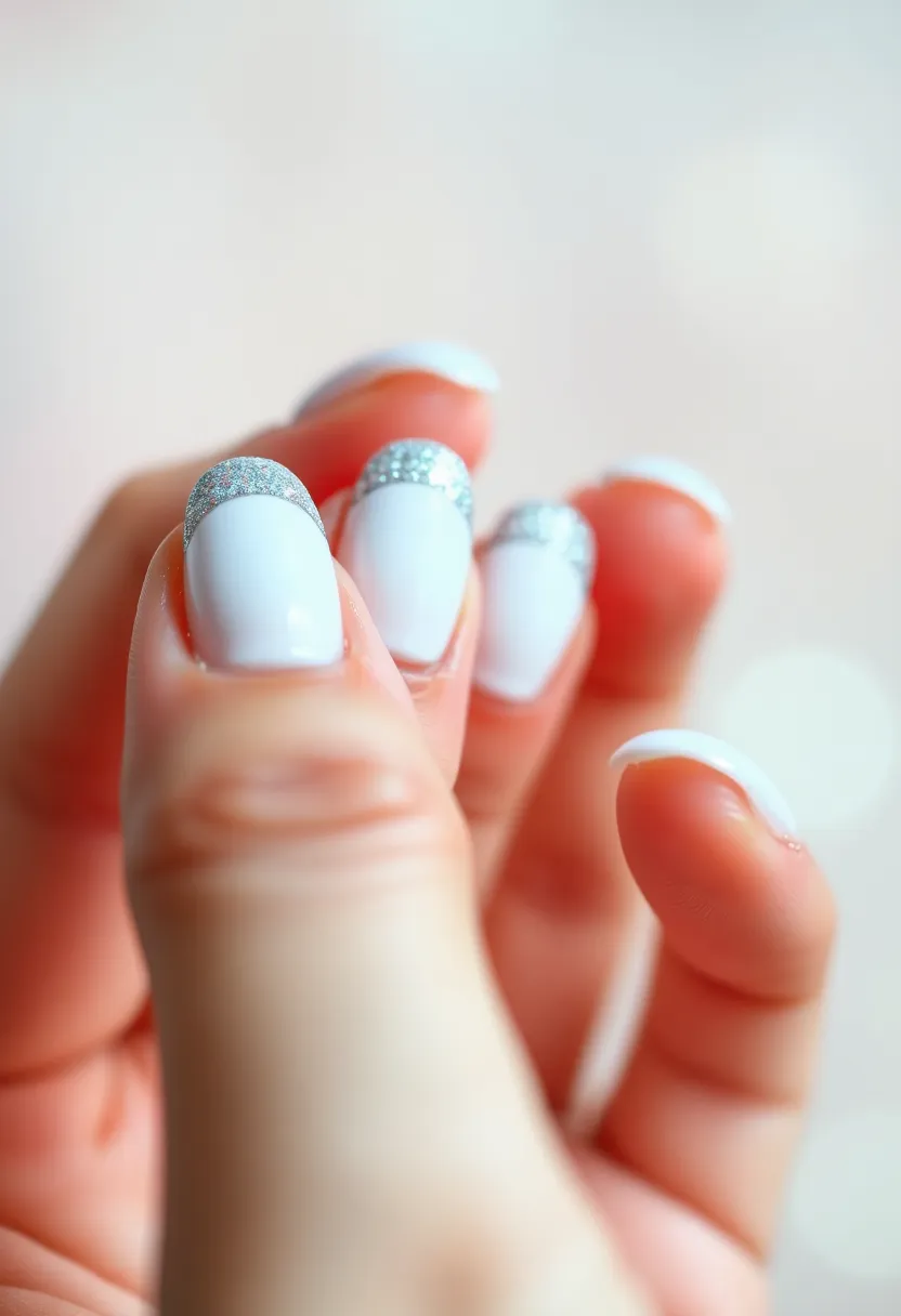 45 Crisp White Nail Ideas for Pure Ethereal Elegance - 9. White Glitter Tips