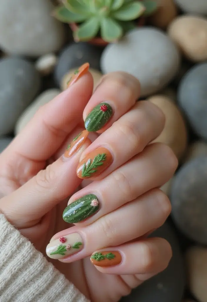 45 Diverse Nail Style Ideas for Every Personality and Passion - 43. Cactus and Succulent Art
