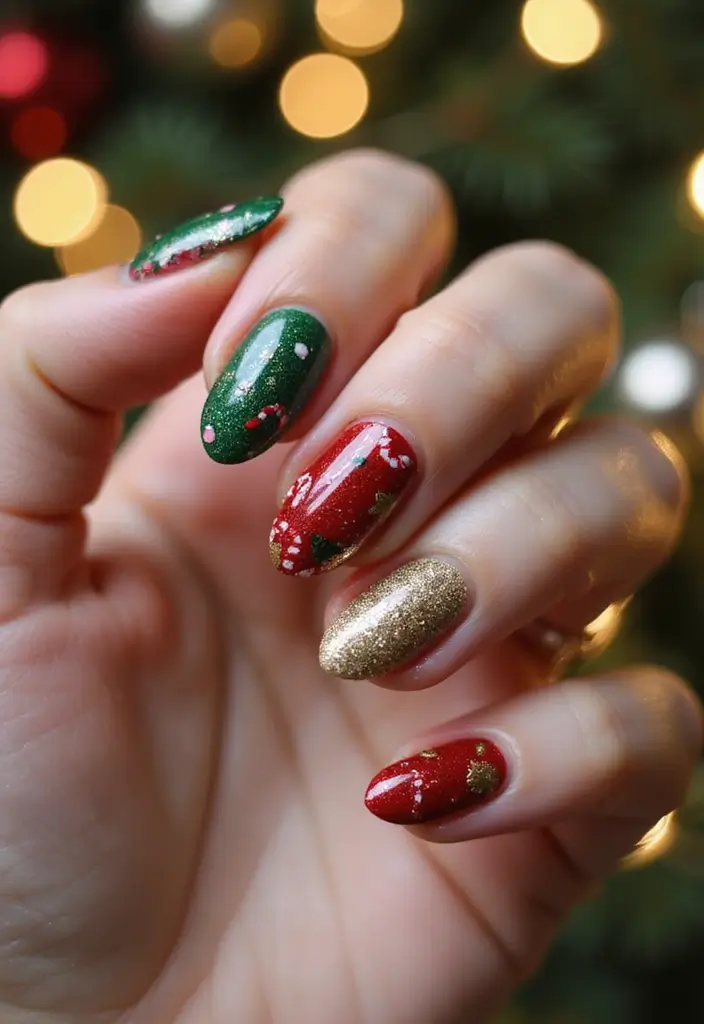 45 Emerging Nail Trends 2025 for Forward - 35. Holiday-Themed Nail Art