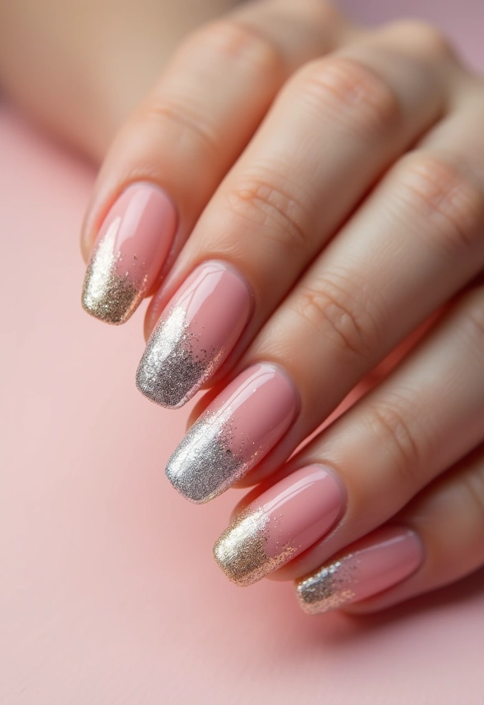 45 French Tip Nail Ideas for Classic Twists with Modern Magic - 12. Gradient Glitter Tips