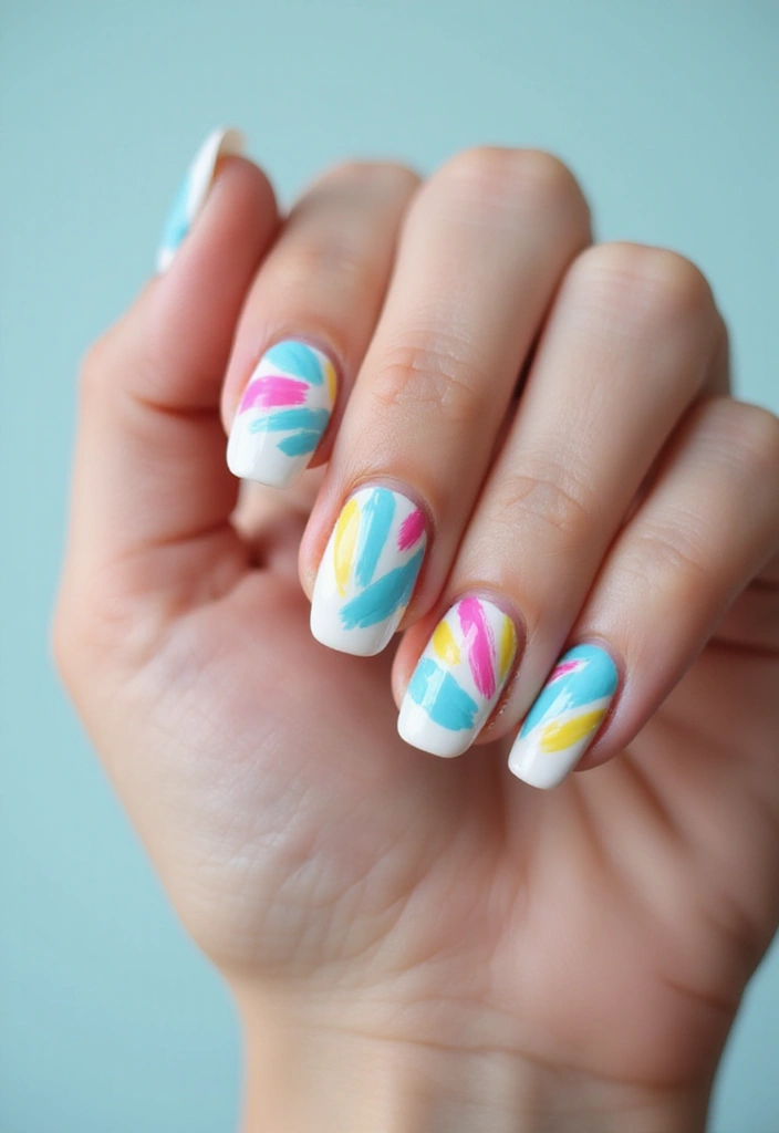 45 French Tip Nail Ideas for Classic Twists with Modern Magic - 21. Brushstroke Art