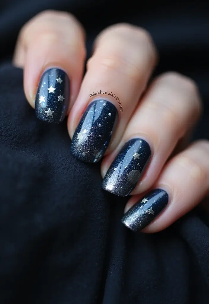 45 French Tip Nail Ideas for Classic Twists with Modern Magic - 23. Celestial French Tips