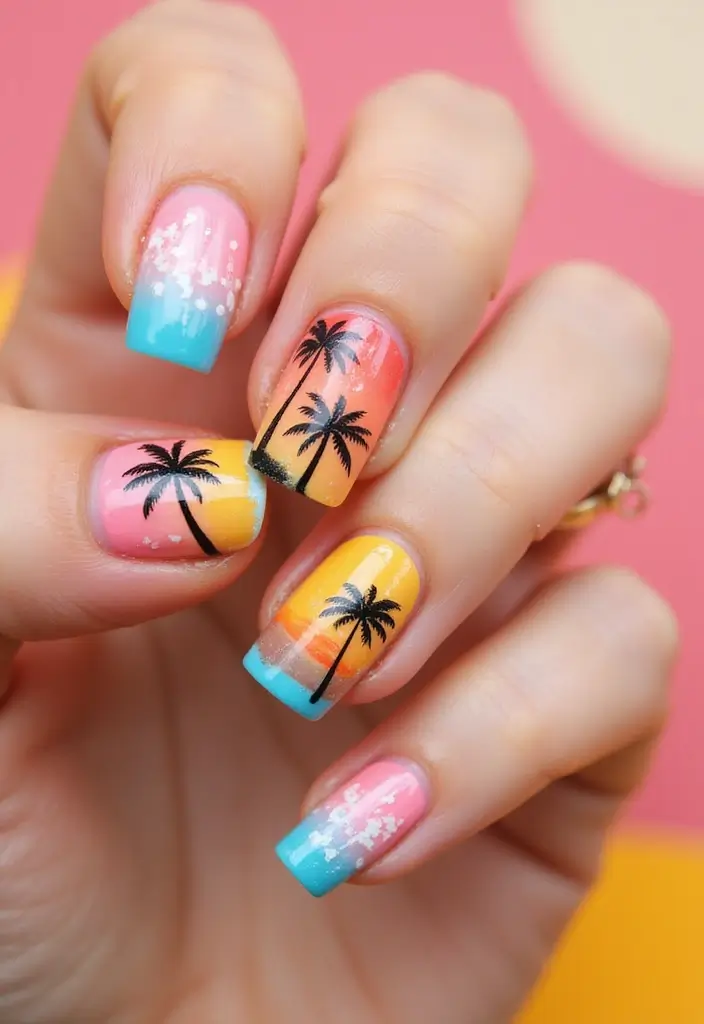 45 French Tip Nail Ideas for Classic Twists with Modern Magic - 28. Tropical Vibes French Tips
