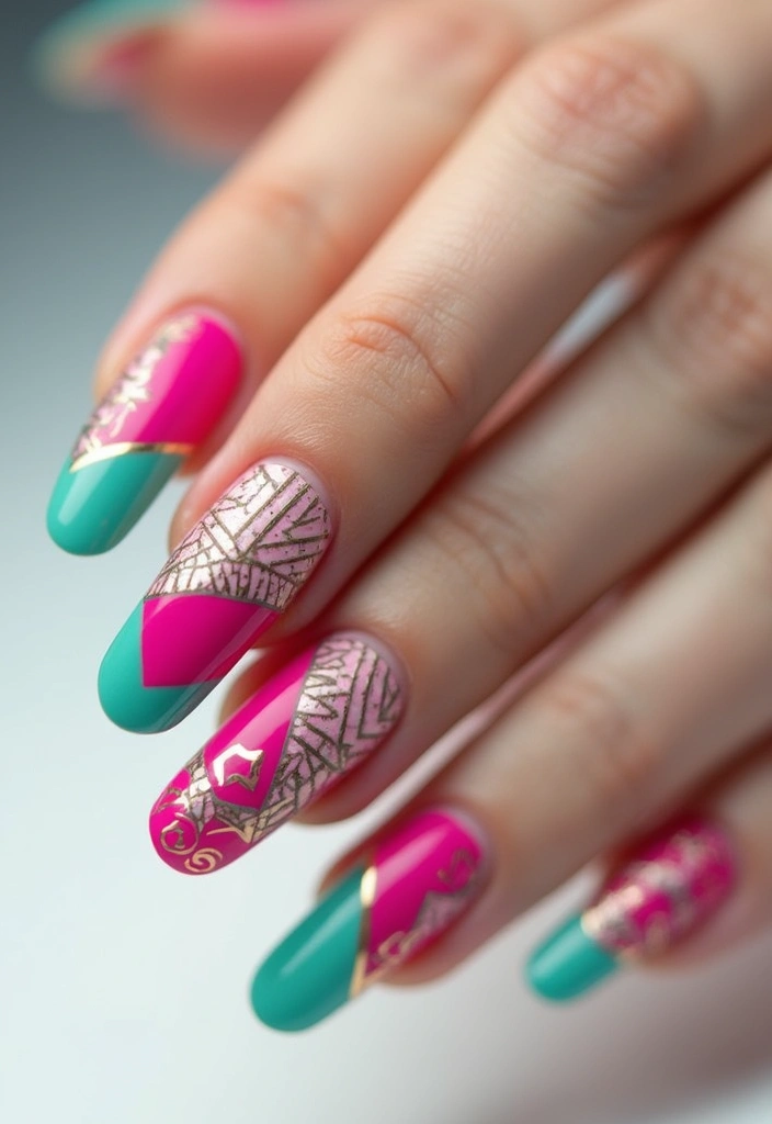 45 French Tip Nail Ideas for Classic Twists with Modern Magic - 3. Geometric Designs